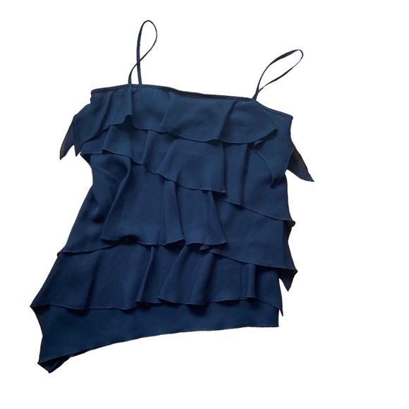 Vintage rampage 90s made in USA black ruffled asymmetrical grunge tank top - Picture 1 of 7